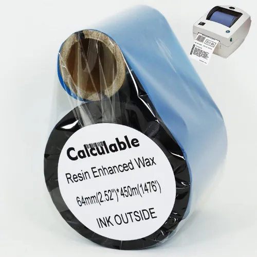 Vista 7 de Cinta de cera de transferencia térmica negra de 2.520 in x 1,476.4 ft para impresora de escritorio Zebra, TEC, DATAMAX, INTERMEC, Avery, Citizen