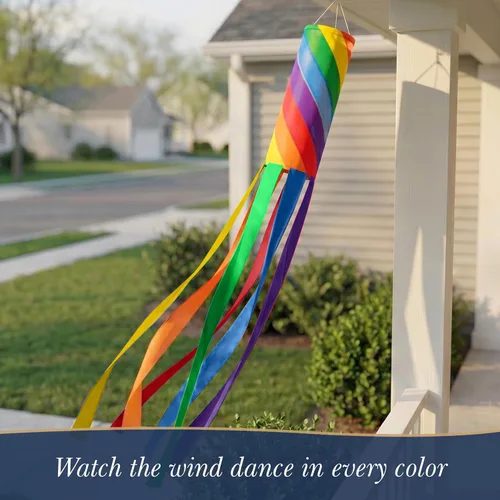 Vista 8 de Madrona Brands Calcetín de viento en espiral arcoíris para exteriores de 60 pulgadas Bandera decorativa duradera para colgar en exteriores