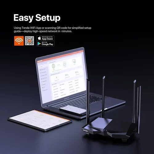 Vista 5 de Tenda N300 Router WIFI inalámbrico con antena de alta potencia 5dBi (F3), Negro