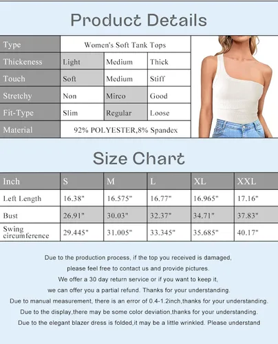 Vista 5 de Camisetas básicas de verano para mujer, con un hombro, sin mangas, acanaladas, casuales, delgadas