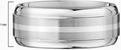 Vista 4 de Brilliant Expressions Alianza de boda satinada de metal cobalto con rayas plateadas, 0.276in