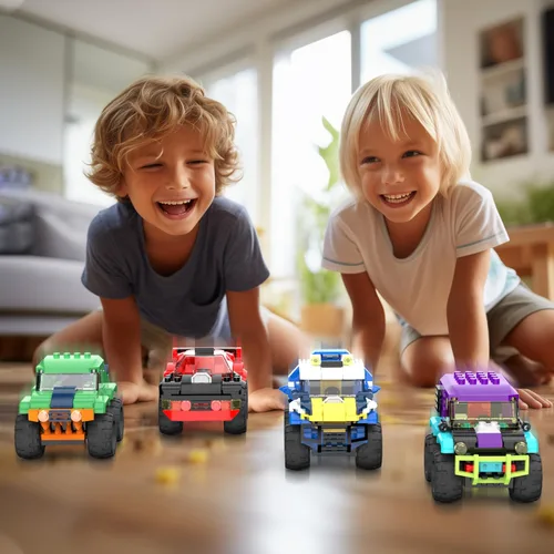 Vista 5 de Juego de 4 bloques de construcción de micro ladrillos de Monster Truck