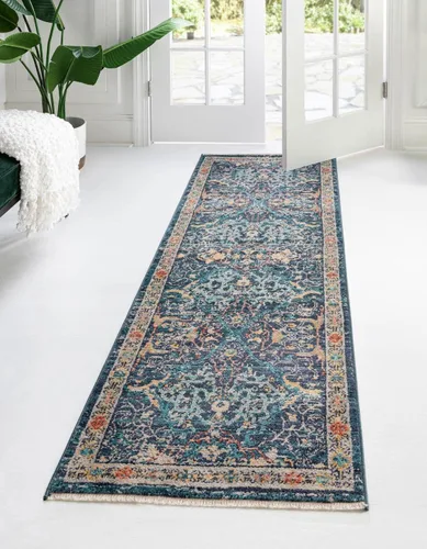 Vista 14 de Unique Loom Lola Collection - Alfombra de área Vivacious (2 pies 2 pulgadas x 3 pies 1 pulgada, rectangular, color rojo ladrillo/azul)
