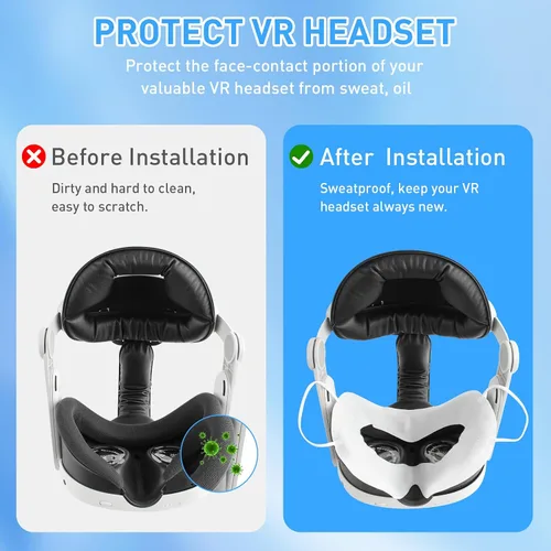 Vista 4 de TamBee Disposable Sweat Guard VR Sweat Mask for Workouts Breathable Sweat Band Hygiene VR Face Eyes Mask Compatible with Oculus Meta Quest 3 Mask