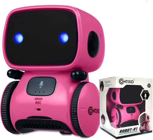 Vista 8 de Contixo R1 Juguete robot para niños, robots inteligentes interactivos azules con control de voz, que hablan, bailan, aprenden, sensor táctil