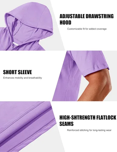Vista 84 de MAGCOMSEN Sudadera con capucha de algodón de manga corta para hombre, sudadera ligera con capucha