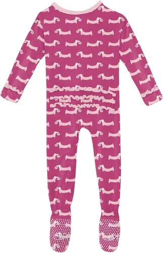 Vista 2 de KicKee Pants Footie estampado de muffins con cremallera, ropa de dormir suave, ropa de una pieza para niña