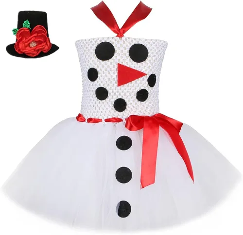 Vista 2 de IMEKIS Girls Christmas Santa Elf Costume Halloween Tutu Dress with Elf Hat Cosplay Xmas Holiday Outfits for Kids 2-12T