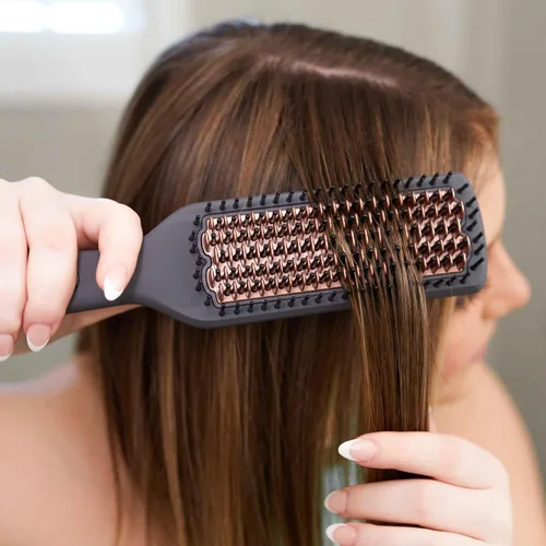 Vista 4 de Hairitage Cepillo alisador de cerámica con calefacción para soplados, voluminizador y alisado, cepillo antiencrespamiento para cabello suave