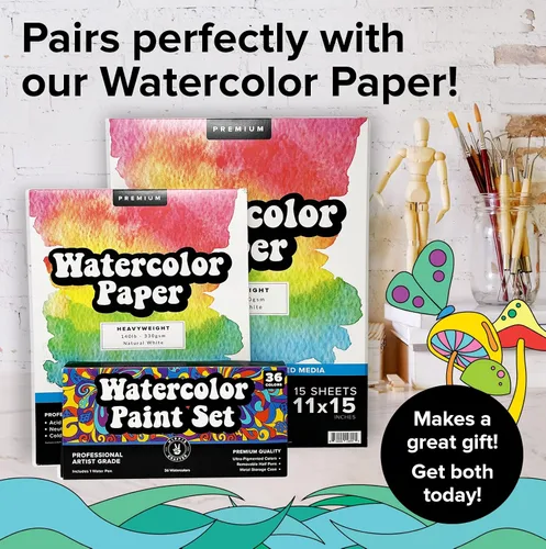 Vista 8 de Juego de pintura de acuarela profesional, 36 colores de agua, kit de pintura con paleta y pincel, pinturas de acuarela portátiles para viajes