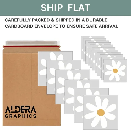 Vista 6 de Calcomanías de pared con diseño de margaritas blancas, calcomanías de pared de margaritas grandes, calcomanías florales para niños, niñas