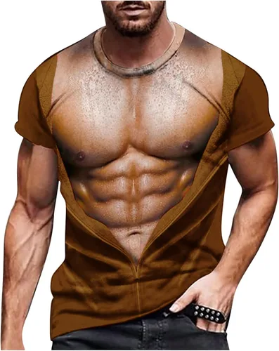 Vista 27 de Camisetas gráficas para hombre, grandes y altas, de manga corta, con estampado muscular, cuello redondo, casual, holgadas, para verano