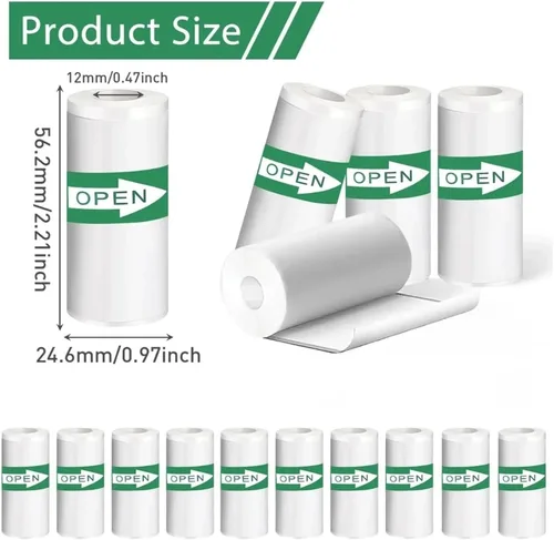 Vista 6 de Thermal Sticker Paper Roll, Thermal Printer Paper White Self-Adhesive 5-50 PCS(50PCS White Sticky)