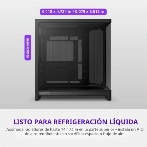 Vista 7 de [Usado] NZXT H6 - Carcasa compacta de doble cámara ATX para PC, soporte de ventilador de 0.394 x 4.724 in, radiador de 14.173 in, lista para Negro