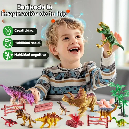 Vista 2 de 46 juguetes de dinosaurio, figuras realistas de dinosaurios