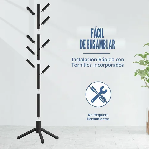 Vista 4 de Haddockway Perchero de madera con 8 ganchos, pino de Nueva Zelanda, 3 abrigos ajustables, fácil montaje para abrigos, sombreros, bufandas y bolsos