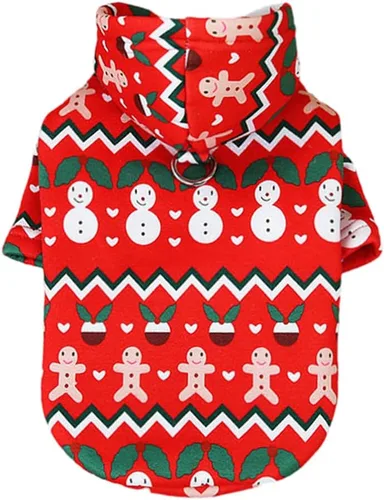 Vista 6 de Sudadera de Navidad con capucha para perro, pijamas para cachorros, suéteres para gatos, overoles para perro, chaqueta para perro, abrigo, trajes