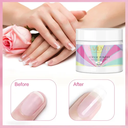 Vista 3 de SAVILAND Polvo acrílico transparente para uñas superduras – 4.23 oz/120 g de polvo acrílico profesional para uñas, gran capacidad para arte de uñas