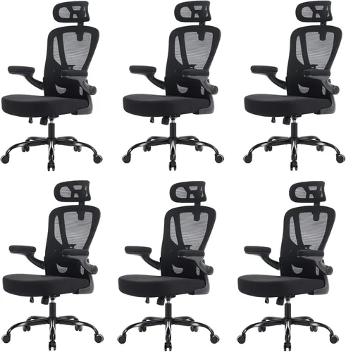 Vista 13 de Silla ergonómica de oficina, silla de escritorio de malla, color Negro