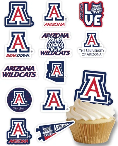 Vista 9 de Decoraciones para cupcakes de la Universidad de Alabama, suministros para fiestas de fútbol americano, cumpleaños, graduación (24 piezas)