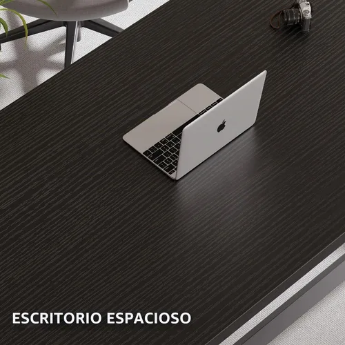Vista 3 de IBF Escritorio negro de la oficina, escritorio de madera moderno del Roble negro