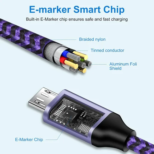 Vista 2 de Caja de cargador de pared de un puerto, enchufe de carga micro USB, cable de carga de teléfono Android de 6 pies, cable micro USB para Samsung