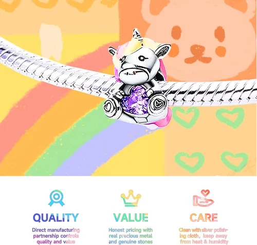 Vista 3 de Cuentas de plata de ley 925 para pulseras y collares, cuentas de cristal para hermana de pasaporte de avión, pulseras de ángulo de corazón de café