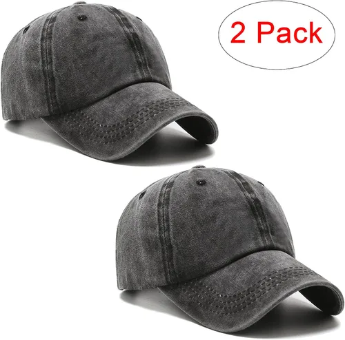 Vista 2 de PFFY 2 Packs Vintage Washed Distressed Baseball Cap Golf Dad Hat for Men Women