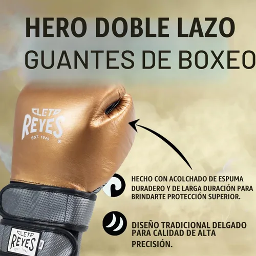 Vista 3 de CLETO REYES Hero - Guantes de boxeo con doble correa de velcro para entrenamiento, combate y sacos de boxeo pesados Cobre/Gris Oxford