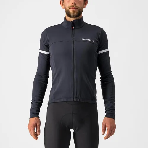 Vista 2 de Castelli Camiseta Fondo 2 FZ para hombre, manga larga con aislamiento polar, con cremallera y cuello alto para ciclismo de carretera y grava I