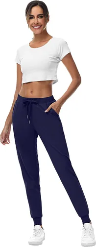 Vista 7 de 2 piezas de pantalones deportivos para mujer, pantalones deportivos de descanso con cordón, pantalones deportivos de cintura alta con bolsillos