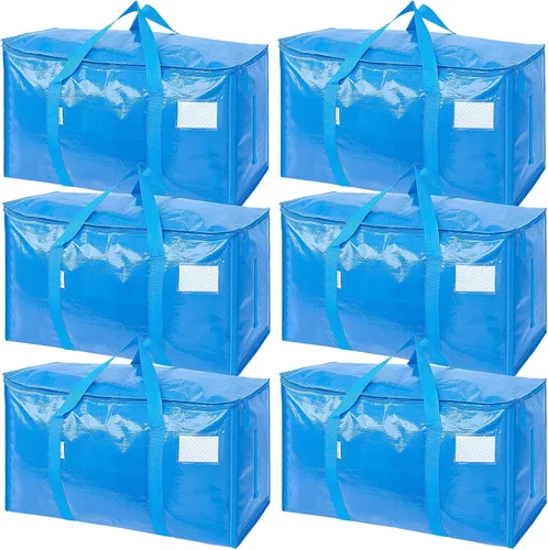 Vista 27 de TICONN Paquete de 2 bolsas de mudanza extra grandes resistentes con cremalleras y asas de transporte, bolsas de almacenamiento duraderas