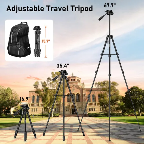 Vista 6 de JOILCAN Trípode de cámara, trípode para tablet de 68" para teléfonos y cámaras, trípodes de viaje compatibles con iPad iPhone DSLR SLR Proyector