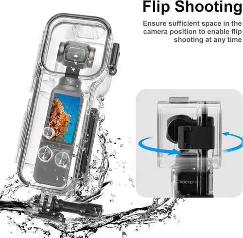 Vista 4 de FitStill Funda de buceo impermeable compatible con DJI Osmo Pocket 3,147FT/45M carcasa protectora subacuática con soporte de montaje Pocket3 Kit
