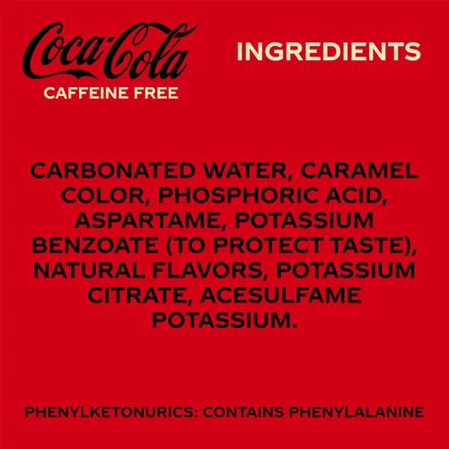 Vista 3 de Coca-Cola Soda sin cafeína, 12 onzas líquidas (paquete de 12)