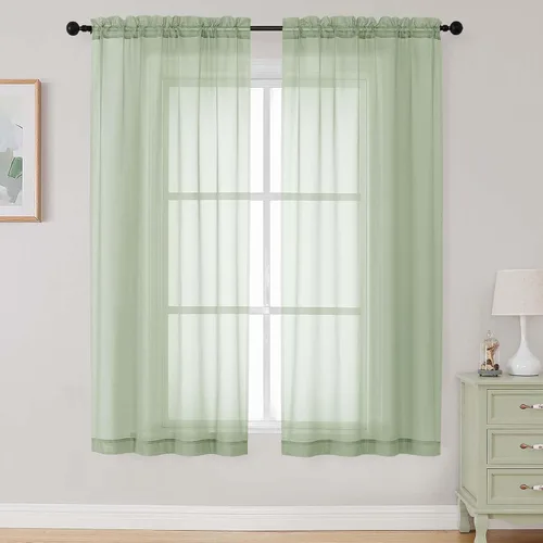 Vista 62 de 2 paneles de cortinas traslúcidas blancas para dormitorio, sala de estar, 96 pulgadas de largo, modernas, suaves, ligeras, con bolsillo para barra
