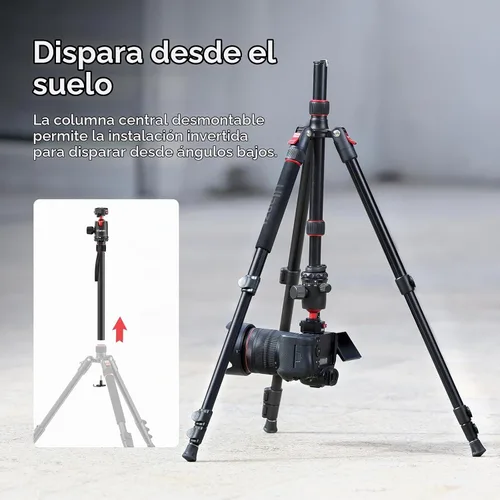 Vista 6 de ULANZI TT31 - Trípode de cámara de 72.4 pulgadas, trípode plegable y monopie de aluminio con placa de liberación rápida tipo garra, cabezal de bola
