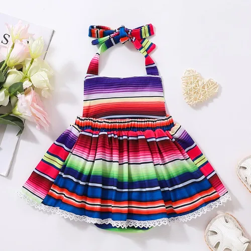 Vista 3 de ODASDO Conjunto de ropa de 2 piezas para bebé niña para primer cumpleaños con encaje y tutú de tul con diadema, conjunto de ropa de 2 piezas