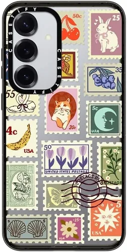 Vista 45 de CASETiFY Funda de impacto para Galaxy S22+ - Adhesivo Aries Moross, color negro transparente