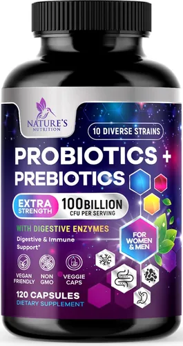 Vista 10 de Probióticos 100 mil millones de UFC por porción, 10 cepas premium + prebióticos, el mejor suplemento probiótico para mujeres y hombres, apoya