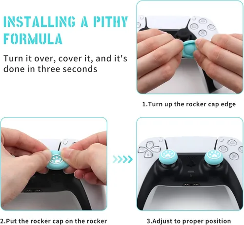 Vista 5 de 6 Pcs Cute Thumb Grip Button Cap Compatible with Playstation 5 (PS5), Playstation 4 (PS4), Xbox One, Xbox Series XS, Nintendo Switch Pro Controller