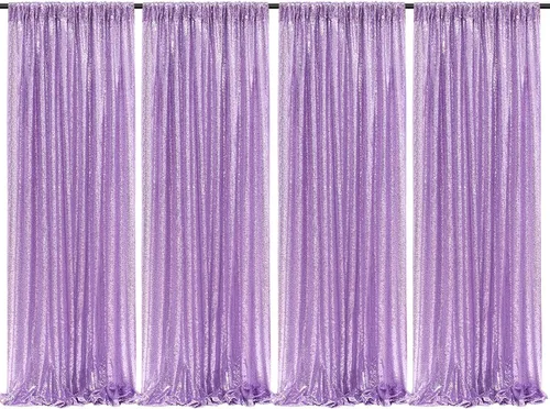 Vista 17 de Poise3EHome - Cortinas de lentejuelas con purpurina champagne, 2 piezas de 2 x 8 pies, paneles de purpurina para fiesta de Halloween, fiesta