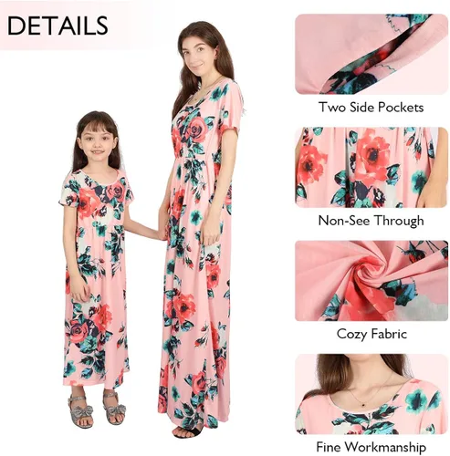 Vista 5 de Hosukko - Vestidos para mí y mamá, cinturón y diadema (bolsillos laterales).