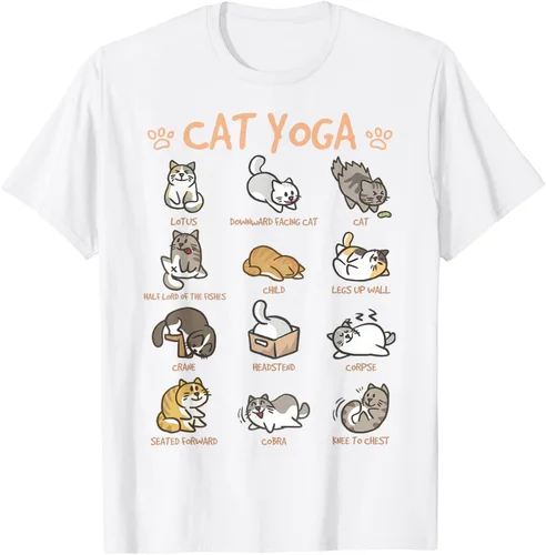 Vista 74 de Cat Yoga Poses Cats Practicing Mindfulness Meditación Kitten - Camiseta, Negro, S