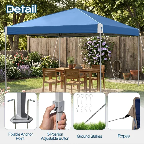 Vista 9 de Aoodor Tienda de campaña desplegable de 12 x 12 pies, tela Oxford 210D resistente al agua, sombra instantánea portátil, fácil montaje, kiosco