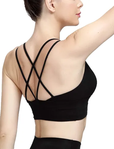 Vista 3 de Sujetador MotoRun deportivo con tirantes con relleno sujetador deportivo cruzado en la espalda sin aros top para yoga y fitness