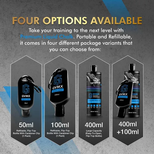 Vista 7 de 50ML/100ML/400ML Superior Grip Premium Liquid Chalk. Long Lasting Mess-Free Gym Chalk for Weightlifting, Gymnastics, Climbing. Fast Drying