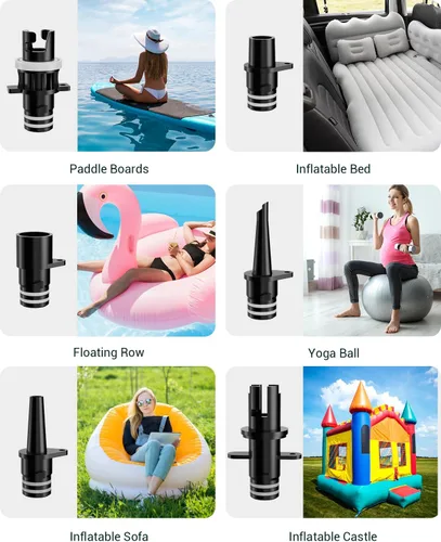 Vista 7 de Dr.meter Paddle Board Pump, Rechargeable Battery for 6 SUPs Inflation & Deflation, 20PSI High Pressure Portable Electric SUP Air Pump with LED Light