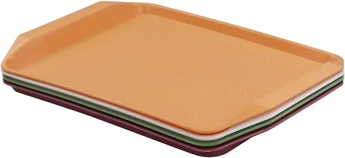 Vista 7 de Idotry - Bandejas de plástico para servir comida rápida, paquete de 4 bandejas rectangulares para servir Bandeja de comida rápida de 16.77 x 11.81