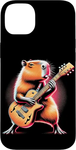 Vista 15 de iPhone 16 Capybara Playing Guitar Like A Rocker Guitarist Rock'n Roll Case